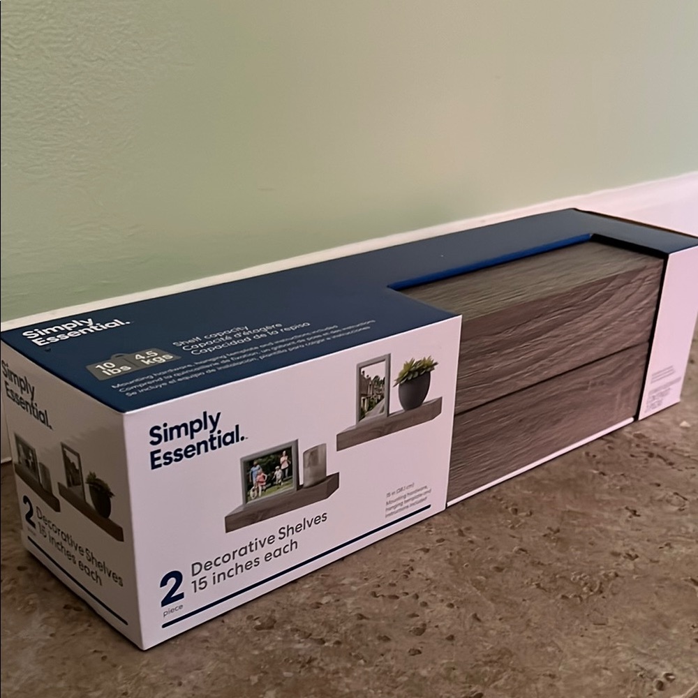 Simply Essential Decorative Gray Beige Wall Shelves